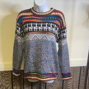 Women's 100% Alpaca Peruvian Crewneck Sweater - Gray Base